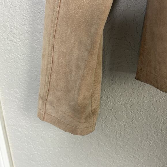 Vintage 90s Y2K Genuine Suede Leather Blazer Jacket Western Grunge Tan Size L - Picture 7 of 9